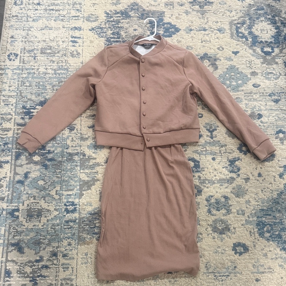 Chicme Women’s Midi Dress Set in Light Brown